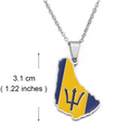 Barbados Map with Flag Pendant Necklace