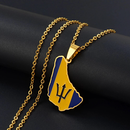 Barbados Map with Flag Pendant Necklace