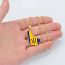 Barbados Map with Flag Pendant Necklace