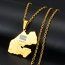 Djibouti Map with Cities Pendant Necklace