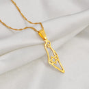 Israel Map With Hexagram Pendant Necklace
