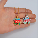 Azerbaijan Map with Flag Pendant Necklace