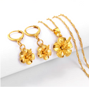 Hawaiian Guam Hibiscus Flowers Pendant Necklace Set with Earrings