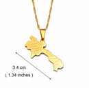 Laos Map with Cities Pendant Necklace