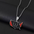 Black American Heritage Soulaan Flag USA Map Pendant Necklace