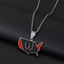Black American Heritage Soulaan Flag USA Map Pendant Necklace