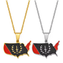 Black American Heritage Soulaan Flag USA Map Pendant Necklace