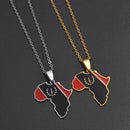 Black American Heritage Soulaan Flag Africa Map Necklace