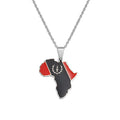 Black American Heritage Soulaan Flag Africa Map Necklace