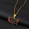Black American Heritage Soulaan Flag USA Map Pendant Necklace
