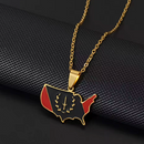 Black American Heritage Soulaan Flag USA Map Pendant Necklace