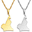 Cameroon Map With Cities Pendant Necklace