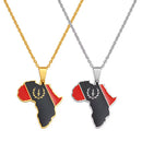 Black American Heritage Soulaan Flag Africa Map Necklace