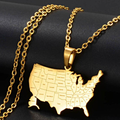United States Map with Cities Pendant Necklace