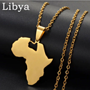 Africa Map with Libya Map Pendant Necklace
