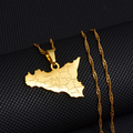 Italy Sicily Map with Cities Pendant Necklace