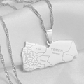 Yemen Map with Cities Pendant Necklace