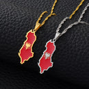 Albania Map with Flag Pendant Necklace