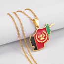 Afghanistan Map With Flag Pendant Necklace