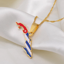 Cuba Map with Flag Pendant Necklace