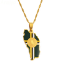 Dominica Map with Flag Pendant Necklace