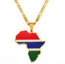 Gambia Flag Africa Map Necklace