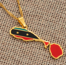Saint Kitts And Nevis Map with Flag Pendant Necklace