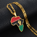 Africa Map Afro-American Flag Necklace