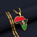 African Map with Egyptian Symbol Pendant Necklace