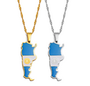 Argentina Map with Flag Pendant Necklace