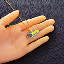 Bahamas Map with Flag Pendant Necklace