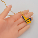 Barbados Map with Flag Pendant Necklace