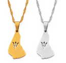 Barbados Map with Trident Pendant Necklace