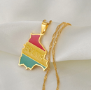 Bolivia map with flag Pendant Necklace