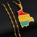 Bolivia map with flag Pendant Necklace