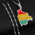 Bolivia map with flag Pendant Necklace