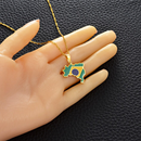 Brazil Map with flag Pendant Necklace