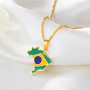 Brazil Map with flag Pendant Necklace