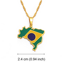 Brazil Map with flag Pendant Necklace