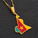 Cameroon Map with Flag Pendant Necklace