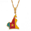 Cameroon Map with Flag Pendant Necklace