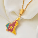 Cameroon Map with Flag Pendant Necklace