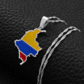 Colombia Map Flag Pendant Necklace
