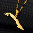 Cuba Map with Cities Pendant Necklace