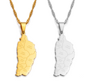 Dominica Map with Cities Pendant Necklace