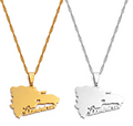 Dominican Republic Map Pendant Necklace