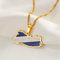 El Salvador Map with Flag Pendant Necklace