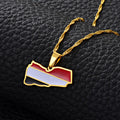 Yemen Map with Flag Pendant Necklace