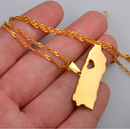 Puerto Rico Map With Heart Pendant Necklace