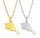 Armenia Map with Cities Pendant Necklace